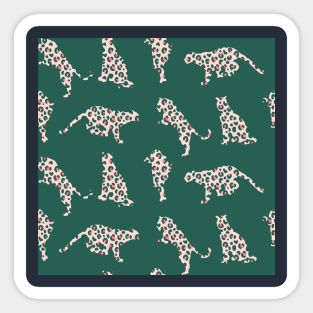 Pink and Teal Leopard Silhouettes Sticker